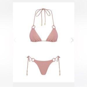 Zimmermann Pink and Gold Metallic Rhiannon Bikini Set